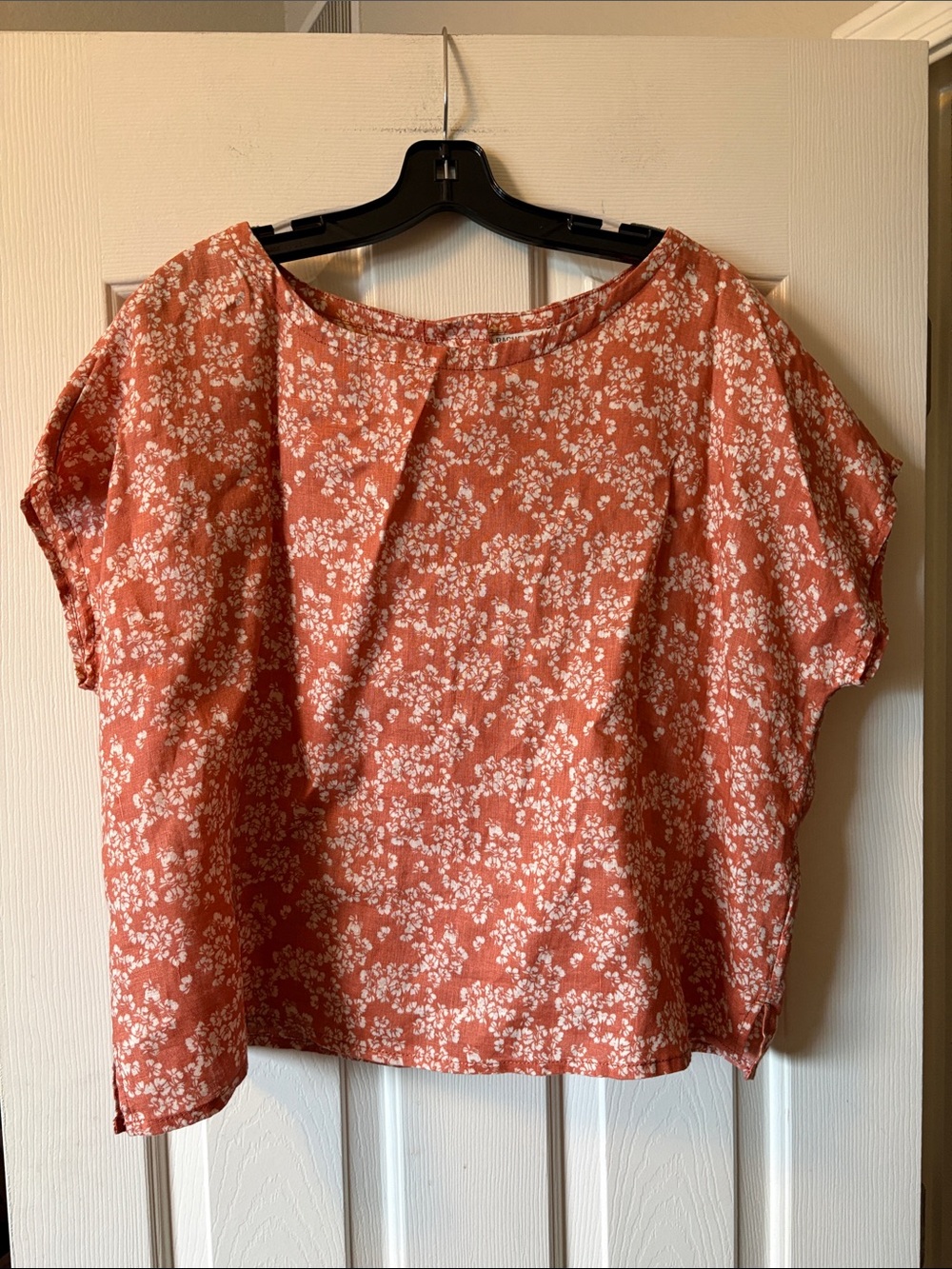 Rachel By Rachel Zoe NWT 100% Linen Terracotta Floral Top size L